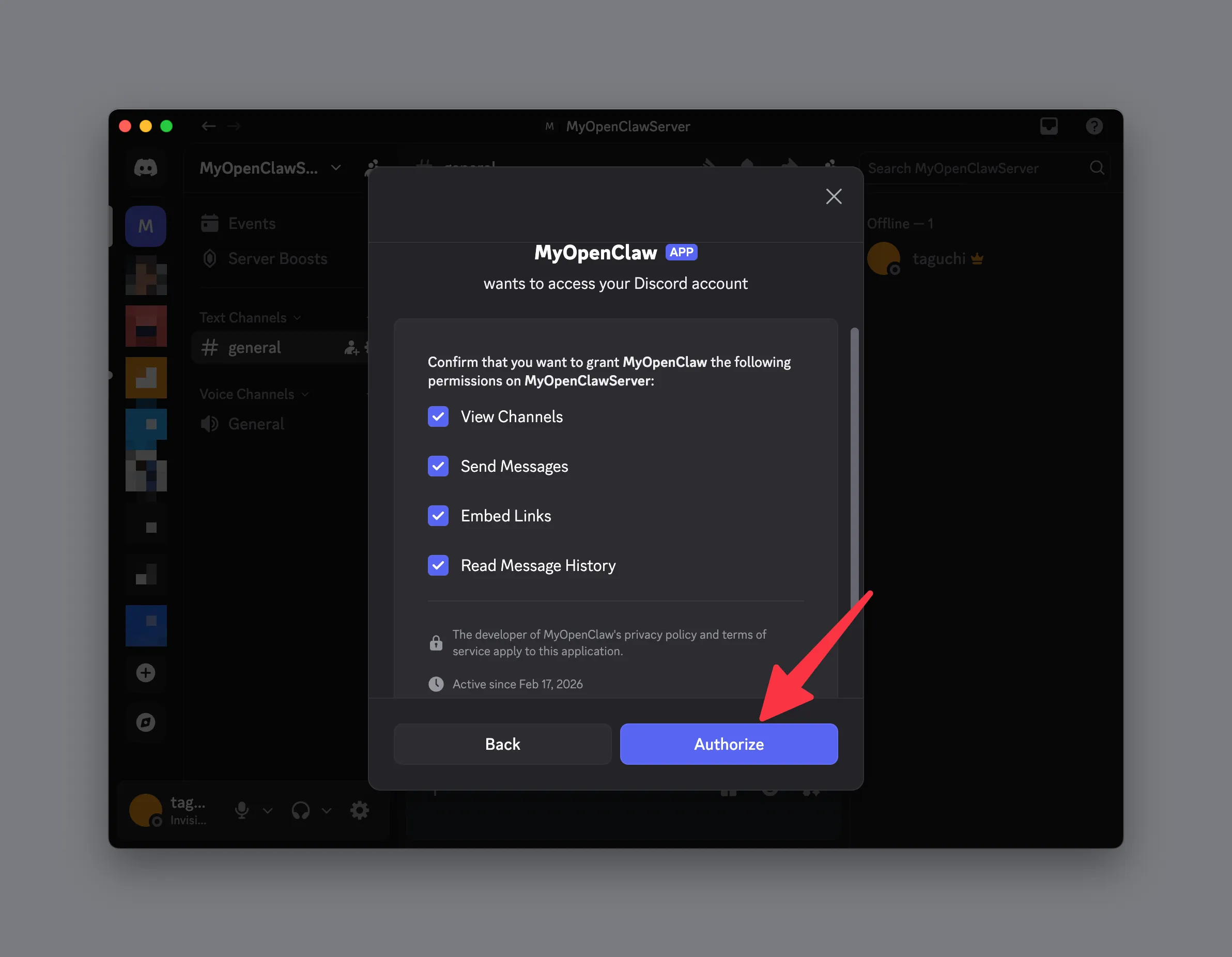 権限を確認したうえで「Authorize」